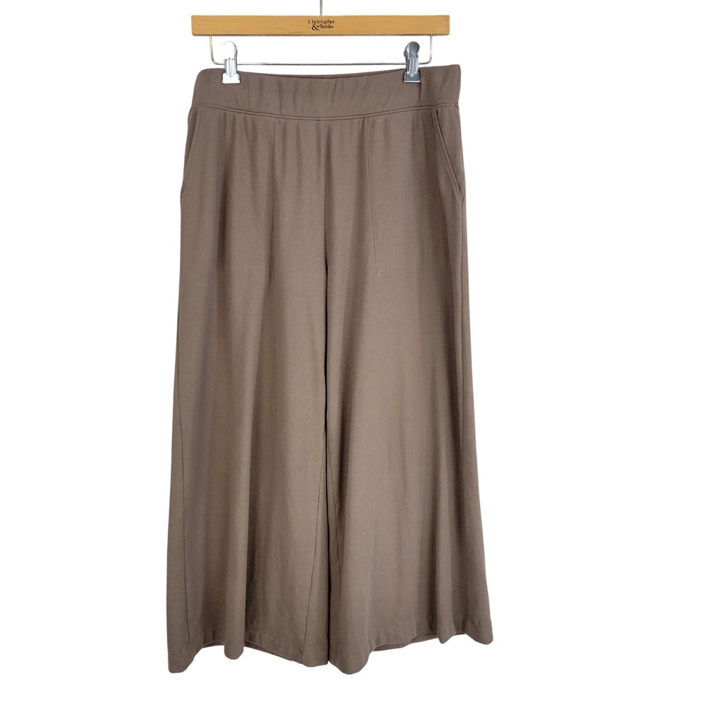 American‎ Eagle Lounge Wide Leg Cropped Pants Taupe Tan Size Medium Plush Flowy
